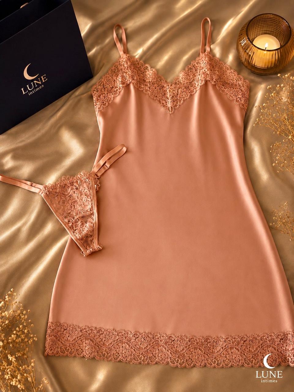 CHEMISE SENSATIONNELLE- CAMISOLA SENSAÇÃO ACETINADA C/ RENDA